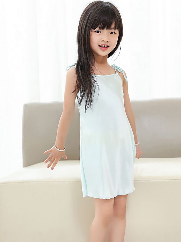 19 Momme Lace Up Girls Silk Slip Nightgown